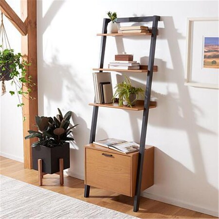 Safavieh Lavina 3 Shelf & 1 Door Natural & Charcoal Etagere ETG9404A